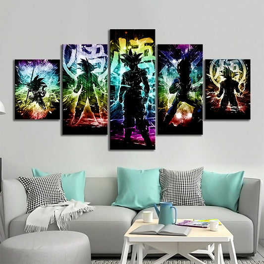 Dragon Ball - 5 Pieces Wall Art - Goku - Vegeta - Kid Goku - Printed Wall Pictures Home Decor - Dragon Ball Poster - Dragon Ball Canvas