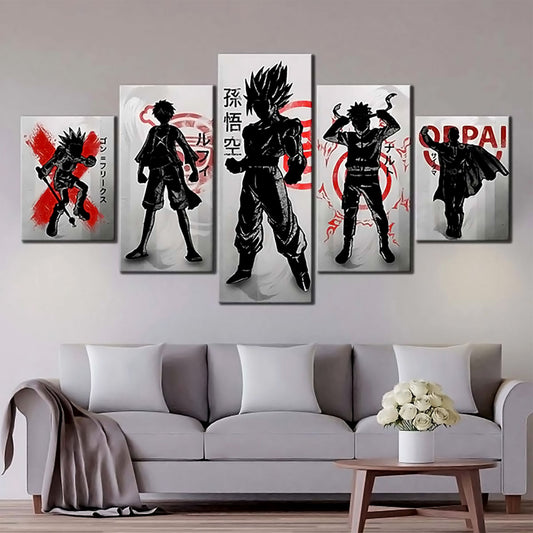 Dragon Ball - 5 Pieces Wall Art - Goku - Naruto - Luffy - Printed Wall Pictures Home Decor - Dragon Ball Poster - Dragon Ball Canvas
