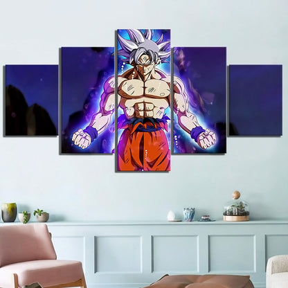Dragon Ball - 5 Pieces Wall Art - Mastered Ultra Instinct Goku 1 - Printed Wall Pictures Home Decor - Dragon Ball Poster - Dragon Ball Canvas