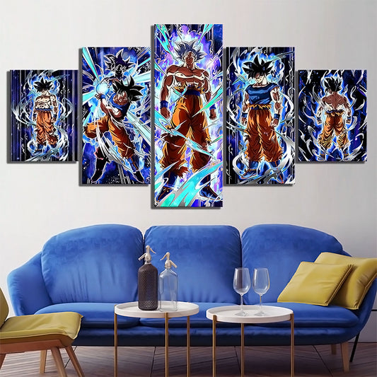 Dragon Ball - 5 Pieces Wall Art - Mastered Ultra Instinct Goku - Dragon Ball Super - Printed Wall Pictures Home Decor - Dragon Ball Poster - Dragon Ball Canvas