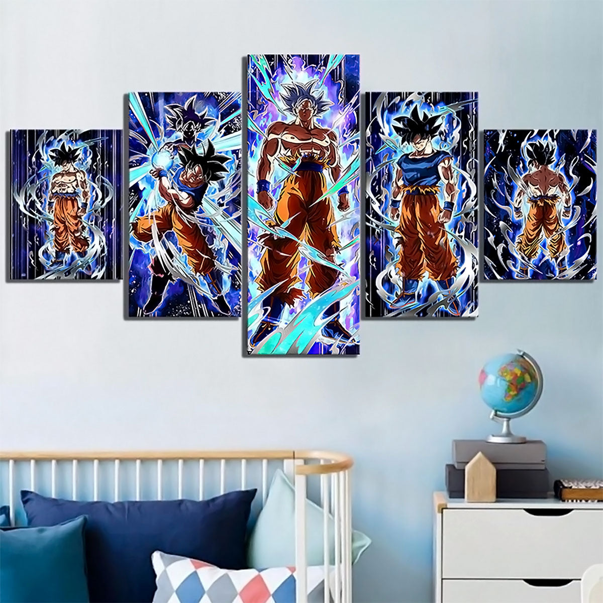 Dragon Ball - 5 Pieces Wall Art - Mastered Ultra Instinct Goku - Dragon Ball Super - Printed Wall Pictures Home Decor - Dragon Ball Poster - Dragon Ball Canvas