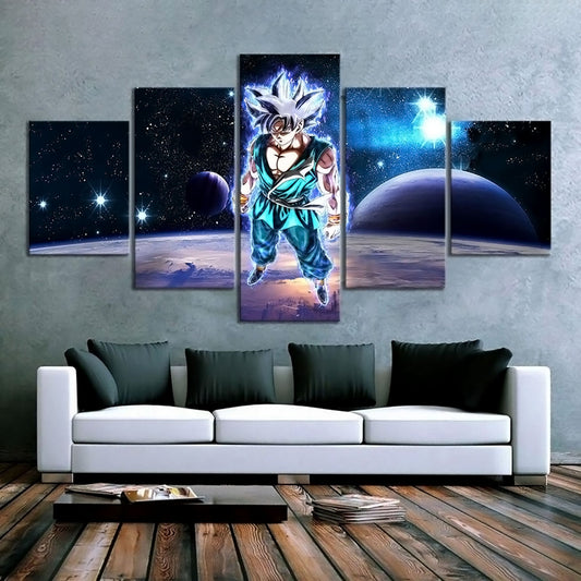 Dragon Ball - 5 Pieces Wall Art - Mastered Ultra Instinct Goku - Printed Wall Pictures Home Decor - Dragon Ball Poster - Dragon Ball Canvas