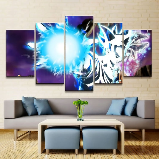 Dragon Ball - 5 Pieces Wall Art - Mastered Ultra Instinct Goku - Printed Wall Pictures Home Decor - Dragon Ball Poster - Dragon Ball Canvas