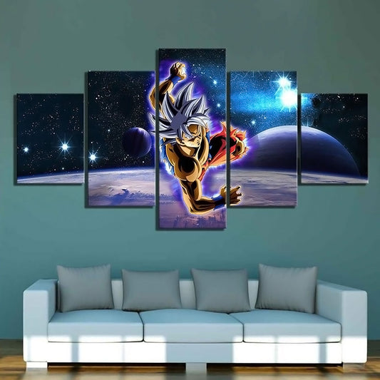 Dragon Ball - 5 Pieces Wall Art - Mastered Ultra Instinct Goku - Printed Wall Pictures Home Decor - Dragon Ball Poster - Dragon Ball Canvas
