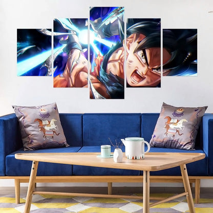 Dragon Ball - 5 Pieces Wall Art - Mastered Ultra Instinct Goku - Printed Wall Pictures Home Decor - Dragon Ball Poster - Dragon Ball Canvas