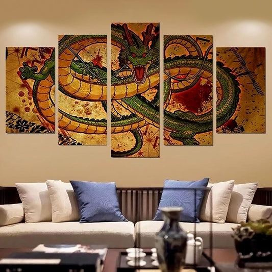 Dragon Ball - 5 Pieces Wall Art - Shenglong - Printed Wall Pictures Home Decor - Dragon Ball Poster - Dragon Ball Canvas