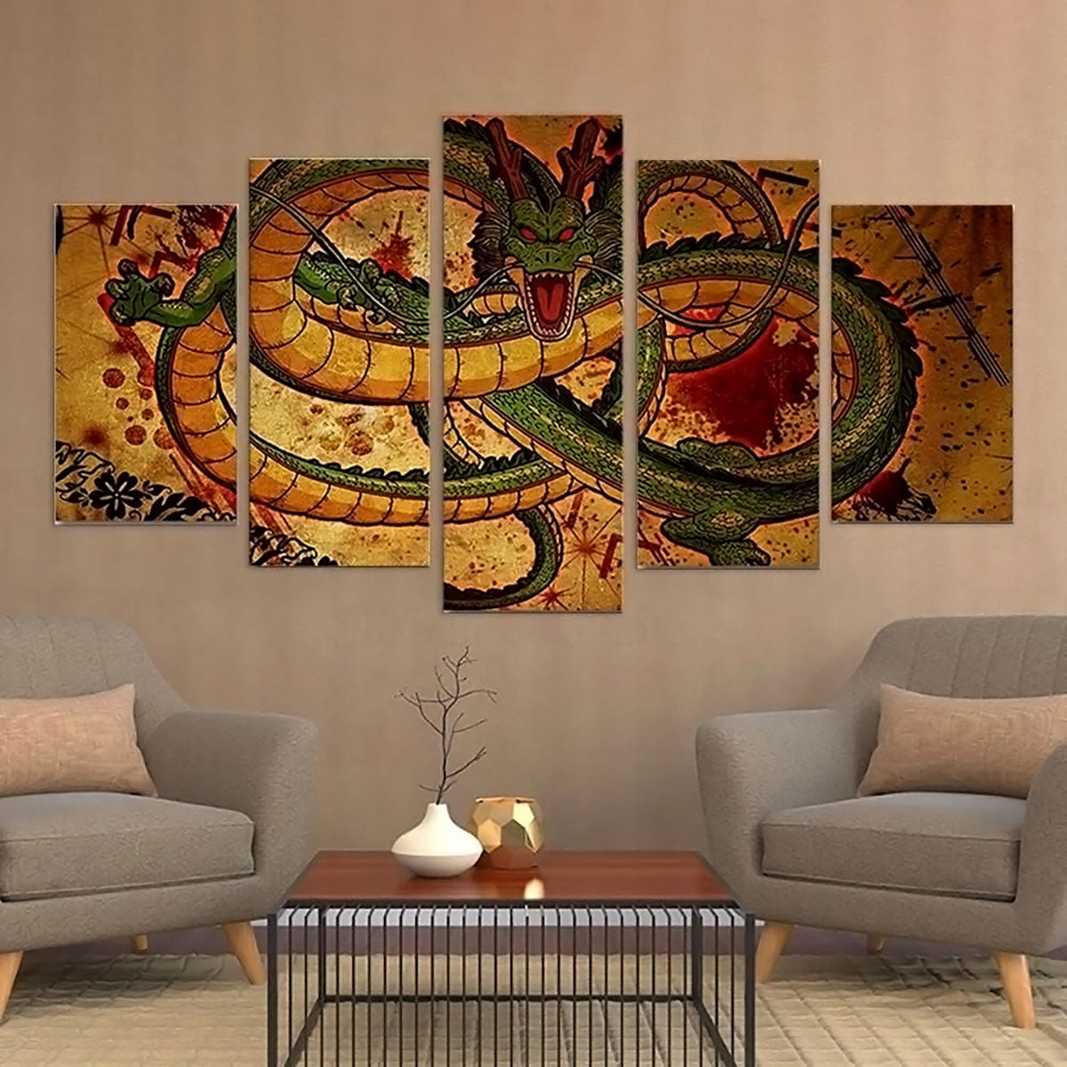 Dragon Ball - 5 Pieces Wall Art - Shenglong - Printed Wall Pictures Home Decor - Dragon Ball Poster - Dragon Ball Canvas
