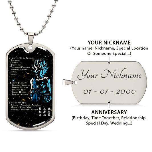 Dragon Ball - DRDL001 - 7 5 3 CODE - Goku - Supper Saiyan Blue - Dragon Ball Dog Tag - Military Ball Chain - Luxury Dog Tag