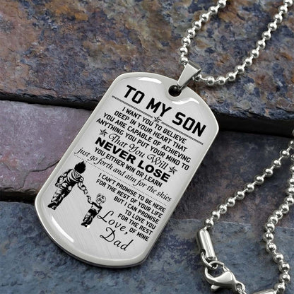 Dragon Ball - DRDL007 - Dad To Son - Never Lose - Vegeta - Trunks - Dragon Ball Dog Tag - Military Ball Chain - Luxury Dog Tag