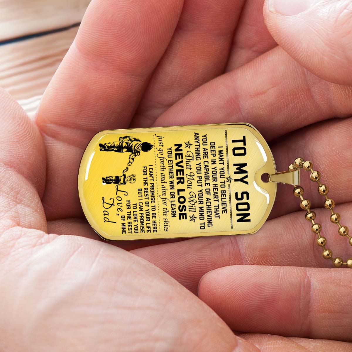 Dragon Ball - DRDL007 - Dad To Son - Never Lose - Vegeta - Trunks - Dragon Ball Dog Tag - Military Ball Chain - Luxury Dog Tag