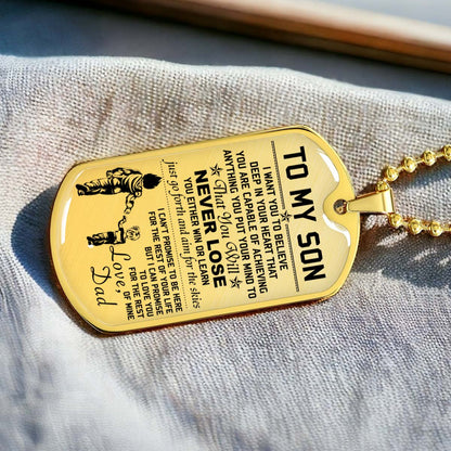 Dragon Ball - DRDL007 - Dad To Son - Never Lose - Vegeta - Trunks - Dragon Ball Dog Tag - Military Ball Chain - Luxury Dog Tag