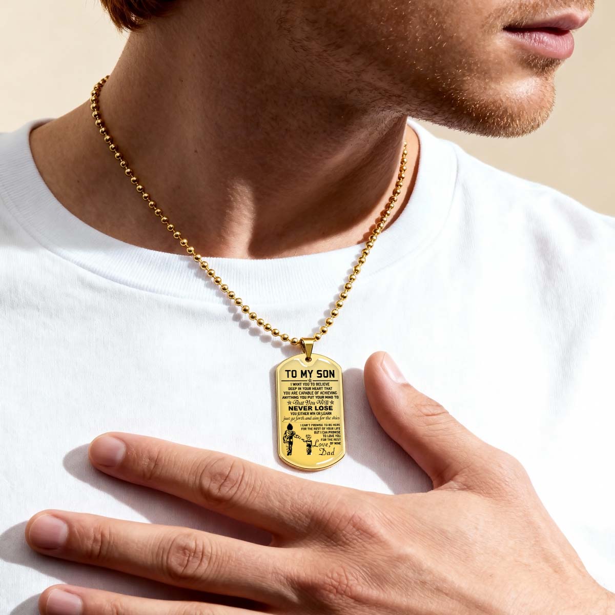Dragon Ball - DRDL007 - Dad To Son - Never Lose - Vegeta - Trunks - Dragon Ball Dog Tag - Military Ball Chain - Luxury Dog Tag