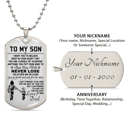 Dragon Ball - DRDL007 - Dad To Son - Never Lose - Vegeta - Trunks - Dragon Ball Dog Tag - Military Ball Chain - Luxury Dog Tag