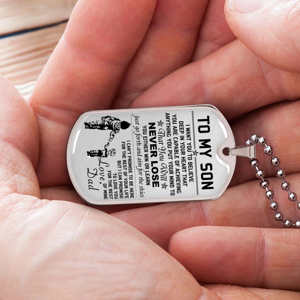 Dragon Ball - DRDL007 - Dad To Son - Never Lose - Vegeta - Trunks - Dragon Ball Dog Tag - Military Ball Chain - Luxury Dog Tag