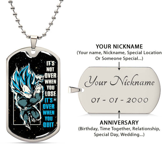 Dragon Ball - DRDL013 - It's Not Over When You Lose - Vegeta - Supper Saiyan Blue - Dragon Ball Dog Tag - Military Ball Chain - Luxury Dog Tag