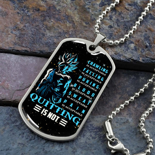 Dragon Ball - DRDL015 - Quitting Is Not - Goku - Supper Saiyan Blue - Dragon Ball Dog Tag - Military Ball Chain - Luxury Dog Tag