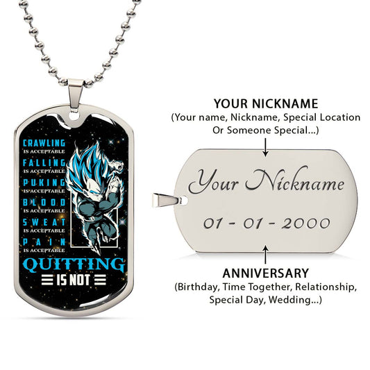 Dragon Ball - DRDL016 - Quitting Is Not - Vegeta - Supper Saiyan Blue - Dragon Ball Dog Tag - Military Ball Chain - Luxury Dog Tag