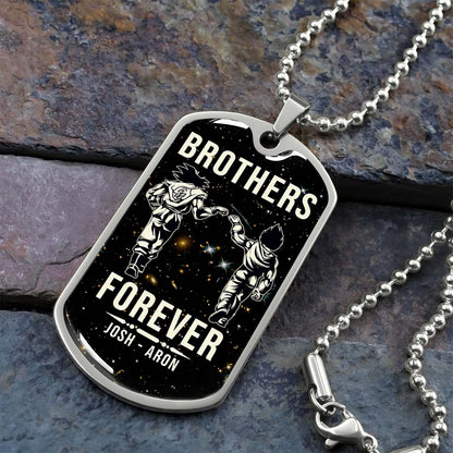 Dragon Ball - Josh - Aron - Brothers Forever - Goku - Vegeta - Dragon Ball Dog Tag - Military Ball Chain - Luxury Dog Tag