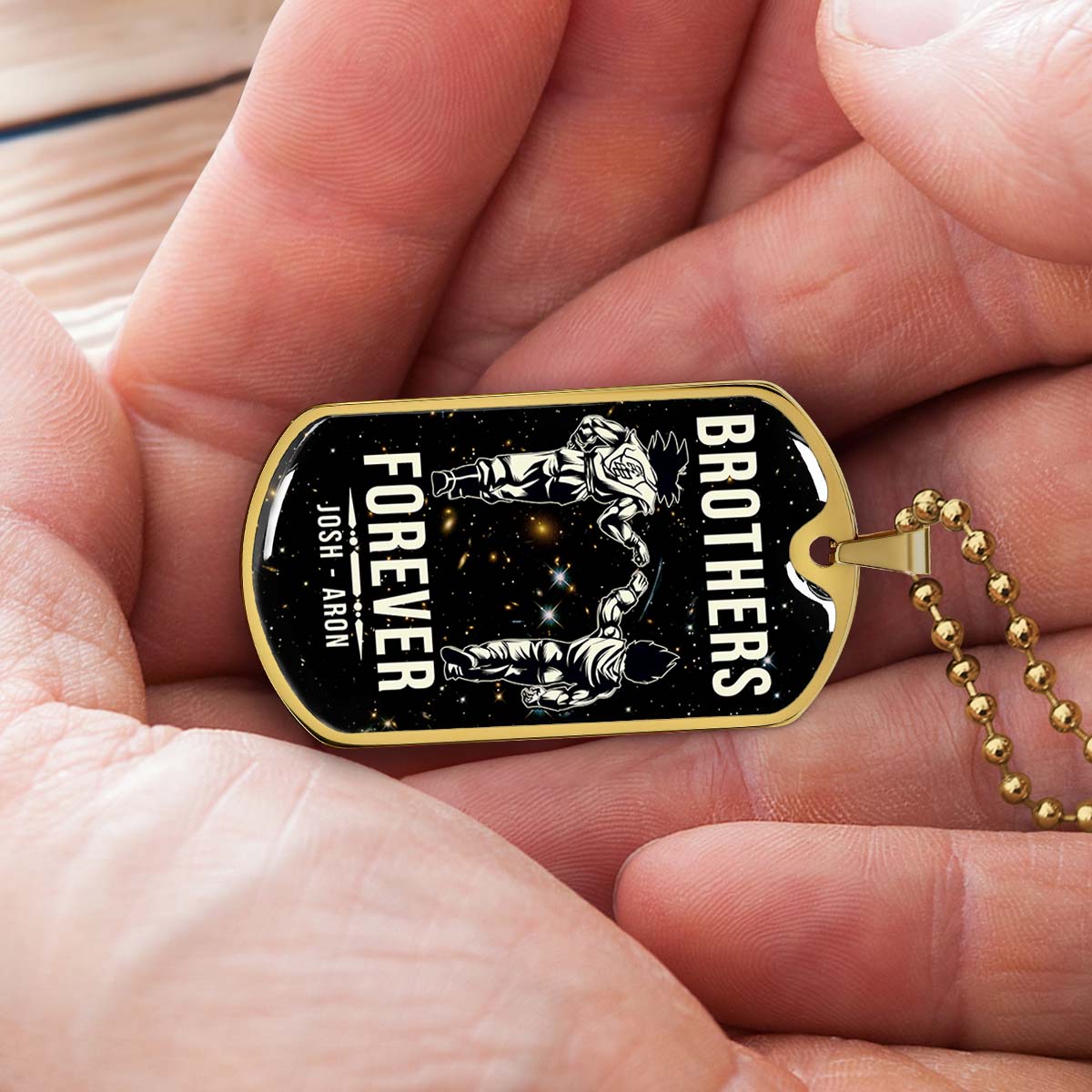 Dragon Ball - Josh - Aron - Brothers Forever - Goku - Vegeta - Dragon Ball Dog Tag - Military Ball Chain - Luxury Dog Tag