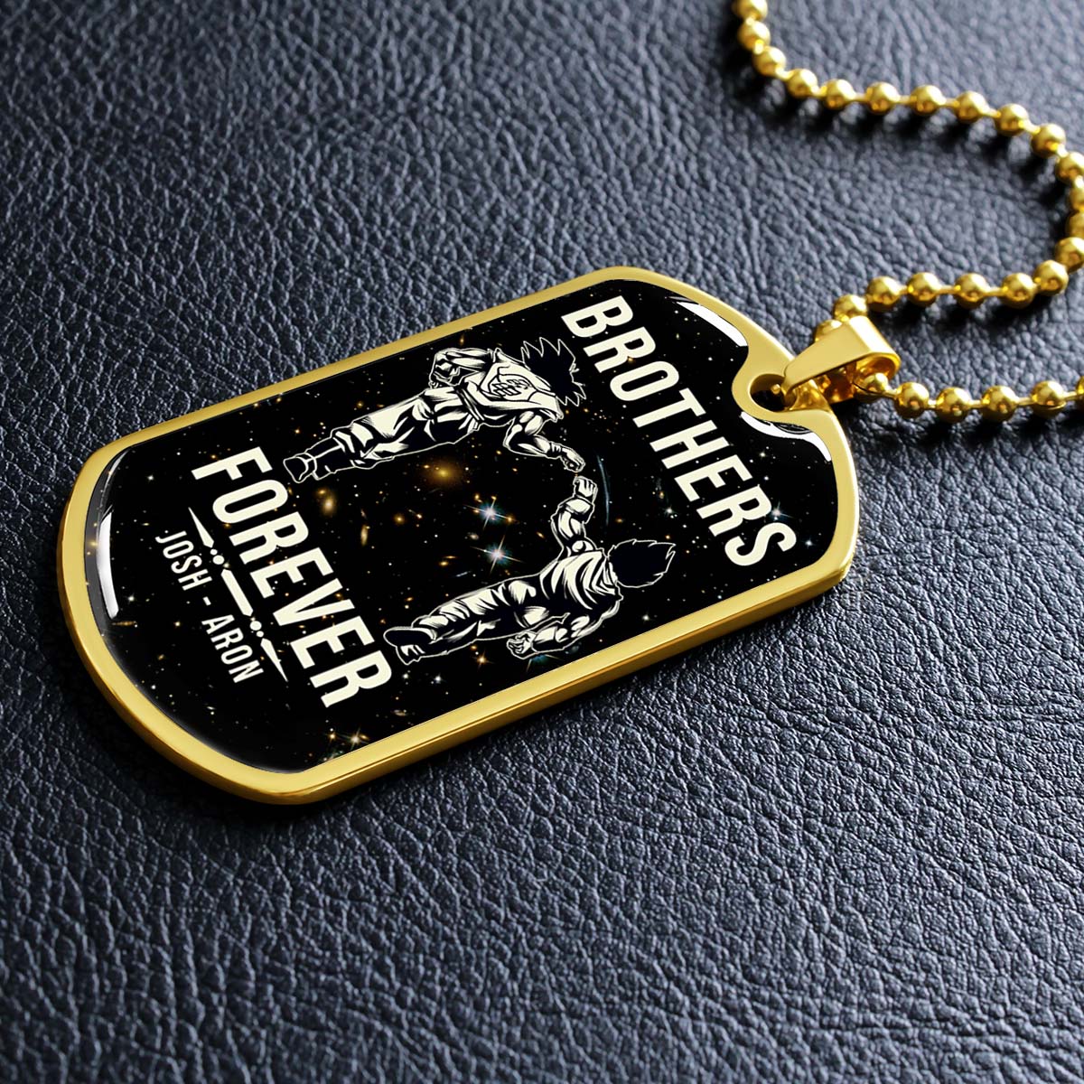 Dragon Ball - Josh - Aron - Brothers Forever - Goku - Vegeta - Dragon Ball Dog Tag - Military Ball Chain - Luxury Dog Tag