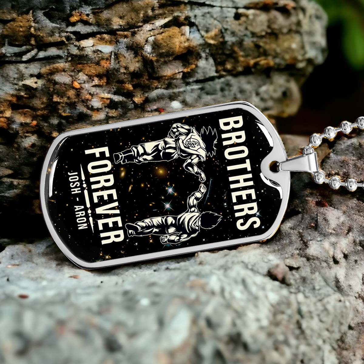 Dragon Ball - Josh - Aron - Brothers Forever - Goku - Vegeta - Dragon Ball Dog Tag - Military Ball Chain - Luxury Dog Tag