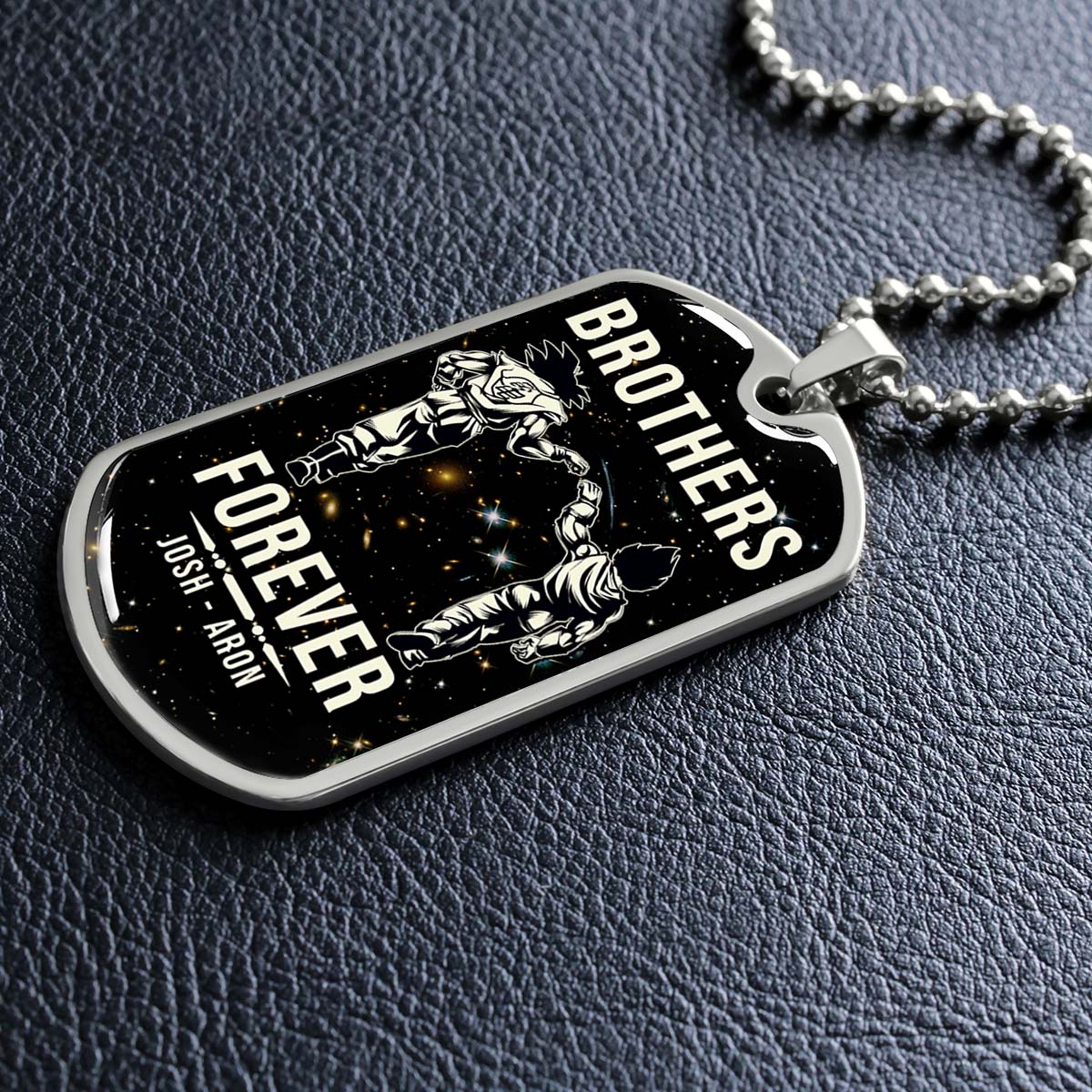 Dragon Ball - Josh - Aron - Brothers Forever - Goku - Vegeta - Dragon Ball Dog Tag - Military Ball Chain - Luxury Dog Tag