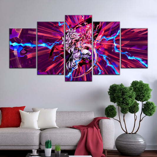 Dragon Ball FighterZ Android 21 Evil Form Canvas Wall Art - 5 Piece Split Panel DBZ Anime Poster - Ready to Hang Living Room Man Cave Decor - DR5001