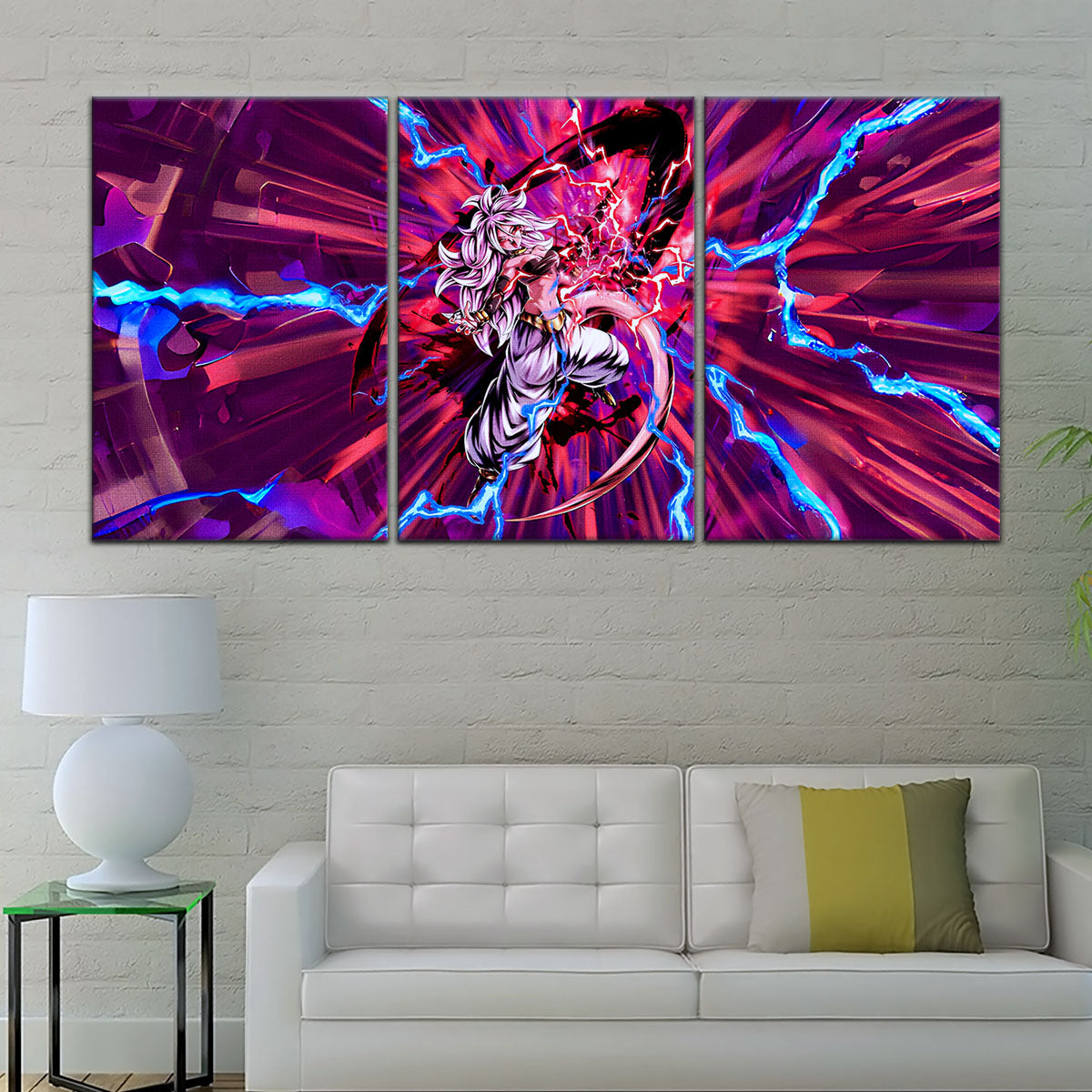 Dragon Ball FighterZ Android 21 Evil Form Canvas Wall Art - 5 Piece Split Panel DBZ Anime Poster - Ready to Hang Living Room Man Cave Decor - DR5001