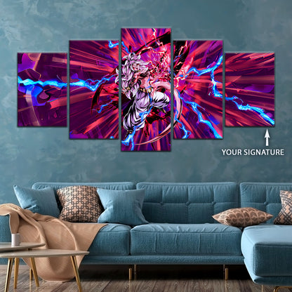 Dragon Ball FighterZ Android 21 Evil Form Canvas Wall Art - 5 Piece Split Panel DBZ Anime Poster - Ready to Hang Living Room Man Cave Decor - DR5001