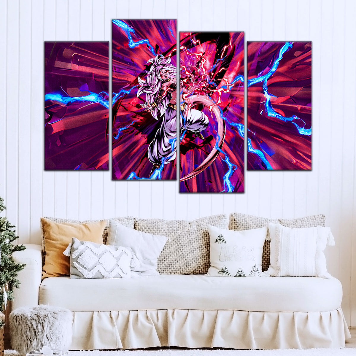 Dragon Ball FighterZ Android 21 Evil Form Canvas Wall Art - 5 Piece Split Panel DBZ Anime Poster - Ready to Hang Living Room Man Cave Decor - DR5001