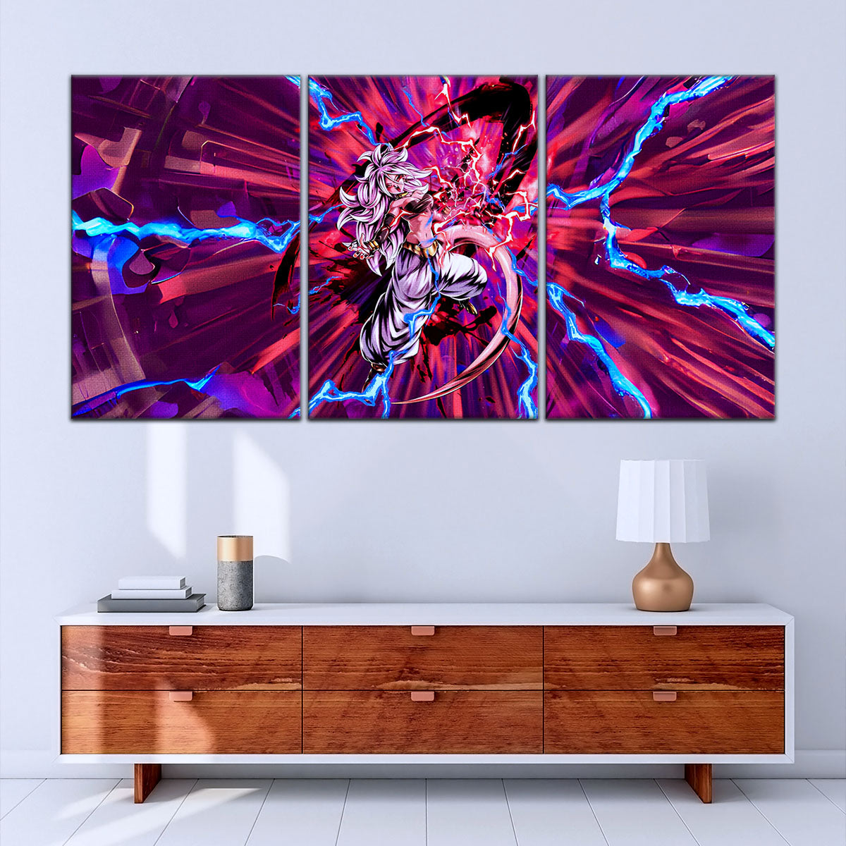 Dragon Ball FighterZ Android 21 Evil Form Canvas Wall Art - 5 Piece Split Panel DBZ Anime Poster - Ready to Hang Living Room Man Cave Decor - DR5001