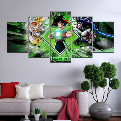 Dragon Ball Super Bardock Canvas Wall Art - 5 Piece Split Panel DBZ Anime Poster - Framed Ready to Hang Living Room Man Cave Decor - DR5002