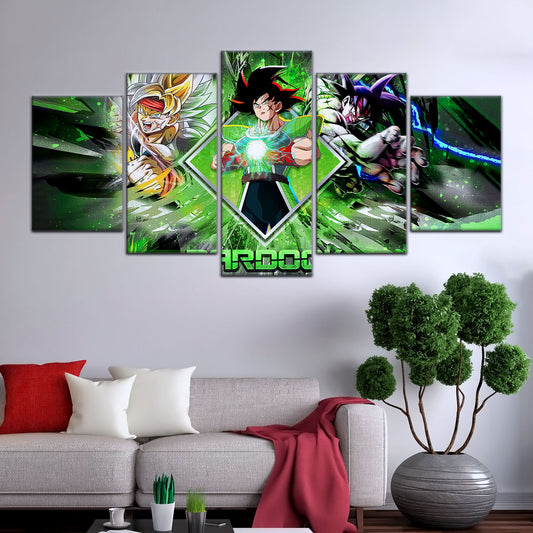Dragon Ball Super Bardock Canvas Wall Art - 5 Piece Split Panel DBZ Anime Poster - Framed Ready to Hang Living Room Man Cave Decor - DR5002