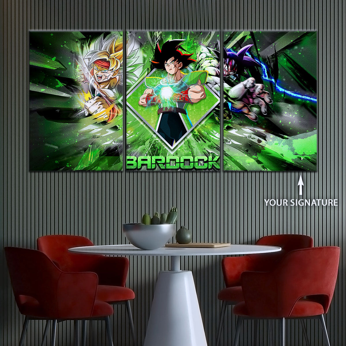 Dragon Ball Super Bardock Canvas Wall Art - 5 Piece Split Panel DBZ Anime Poster - Framed Ready to Hang Living Room Man Cave Decor - DR5002