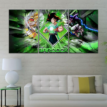 Dragon Ball Super Bardock Canvas Wall Art - 5 Piece Split Panel DBZ Anime Poster - Framed Ready to Hang Living Room Man Cave Decor - DR5002