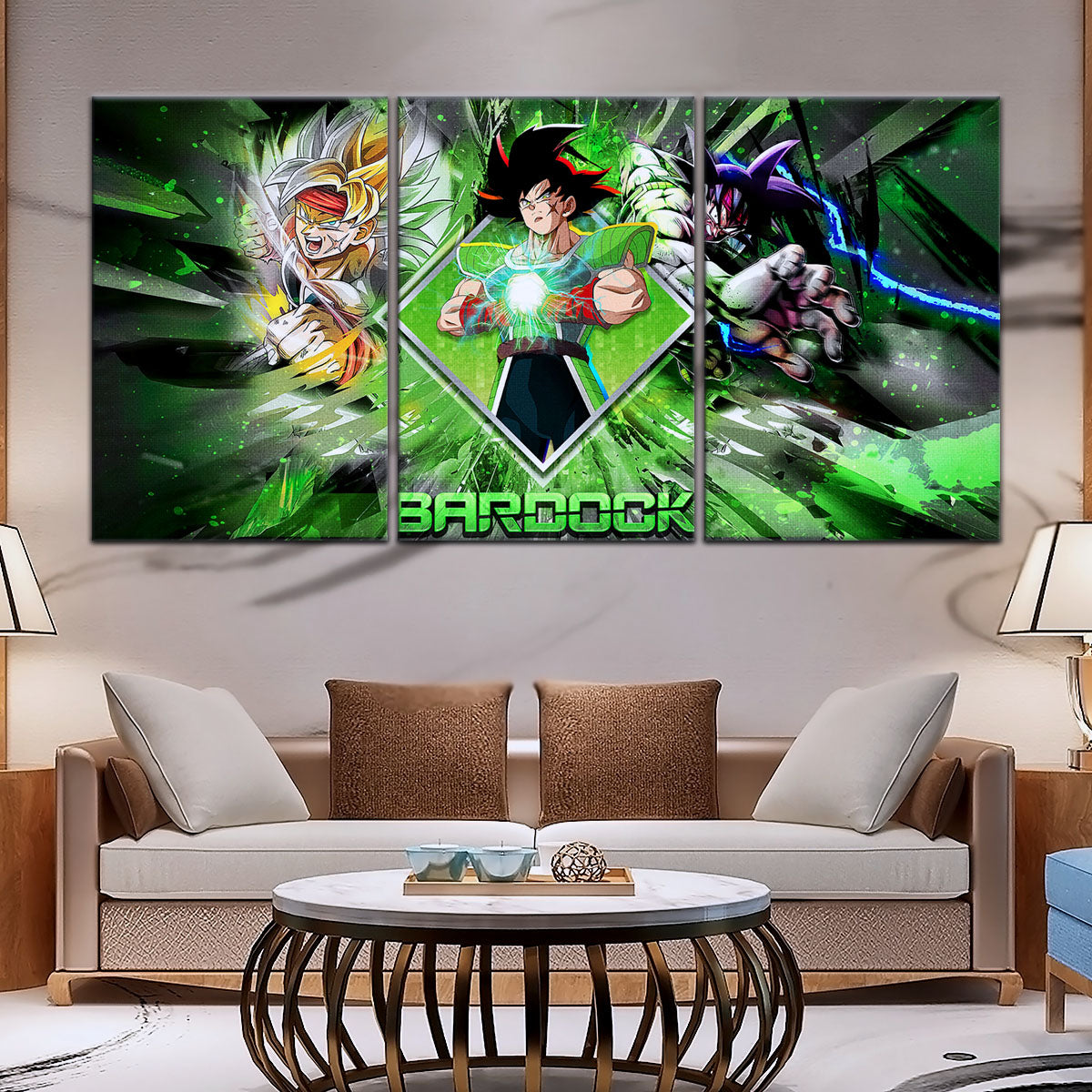 Dragon Ball Super Bardock Canvas Wall Art - 5 Piece Split Panel DBZ Anime Poster - Framed Ready to Hang Living Room Man Cave Decor - DR5002