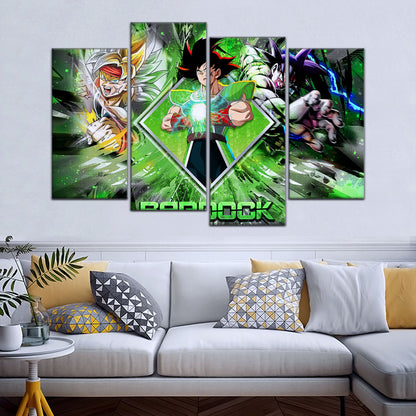 Dragon Ball Super Bardock Canvas Wall Art - 5 Piece Split Panel DBZ Anime Poster - Framed Ready to Hang Living Room Man Cave Decor - DR5002
