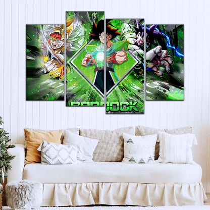 Dragon Ball Super Bardock Canvas Wall Art - 5 Piece Split Panel DBZ Anime Poster - Framed Ready to Hang Living Room Man Cave Decor - DR5002