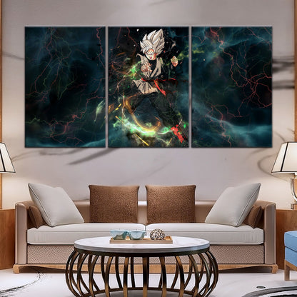 Dragon Ball Super Black Goku Canvas Wall Art - 5 Piece Split Panel DBZ Anime Poster - Framed Ready to Hang Living Room Man Cave Decor - DR5004