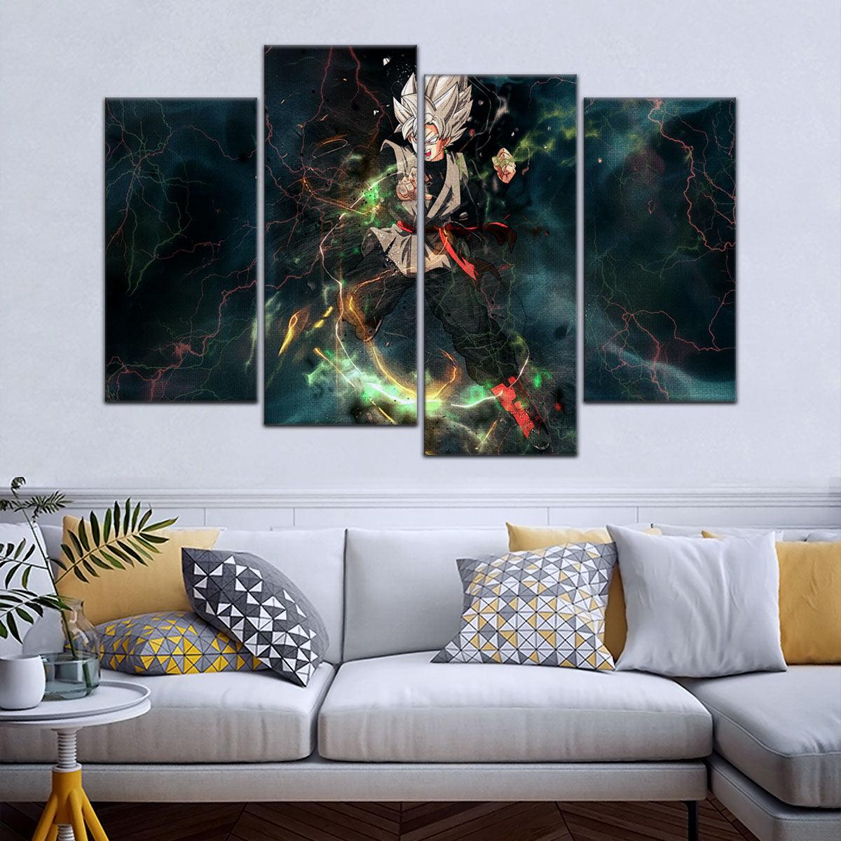 Dragon Ball Super Black Goku Canvas Wall Art - 5 Piece Split Panel DBZ Anime Poster - Framed Ready to Hang Living Room Man Cave Decor - DR5004
