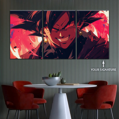 Dragon Ball Super Black Goku Canvas Wall Art - 5 Piece Split Panel DBZ Anime Poster - Framed Ready to Hang Living Room Man Cave Decor - DR5013
