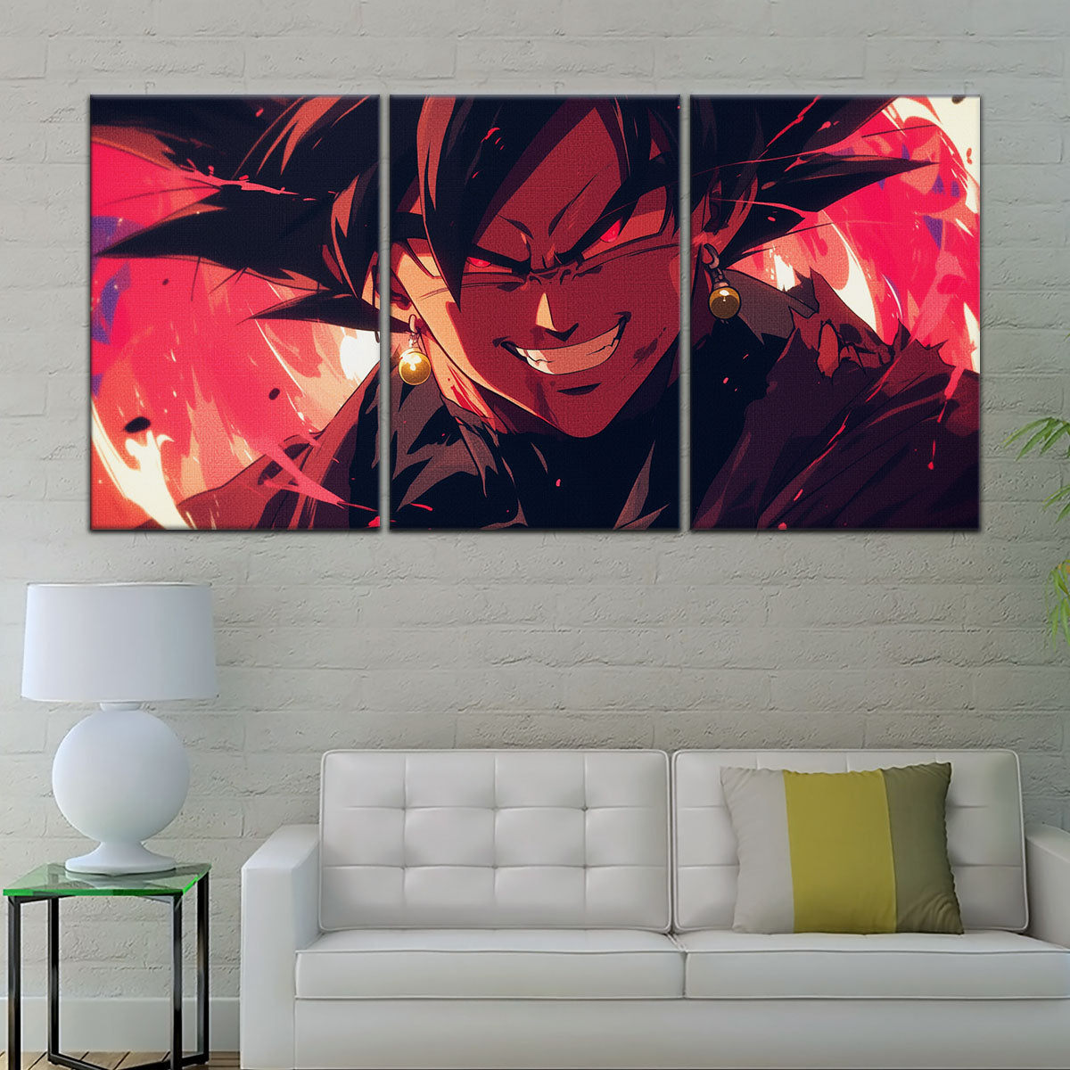 Dragon Ball Super Black Goku Canvas Wall Art - 5 Piece Split Panel DBZ Anime Poster - Framed Ready to Hang Living Room Man Cave Decor - DR5013