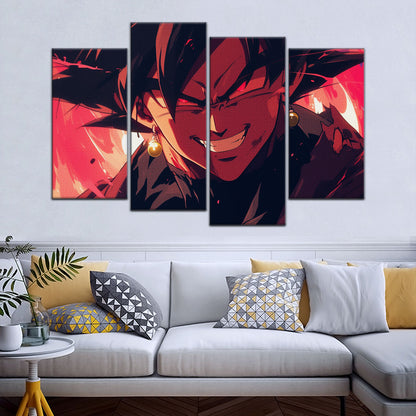 Dragon Ball Super Black Goku Canvas Wall Art - 5 Piece Split Panel DBZ Anime Poster - Framed Ready to Hang Living Room Man Cave Decor - DR5013