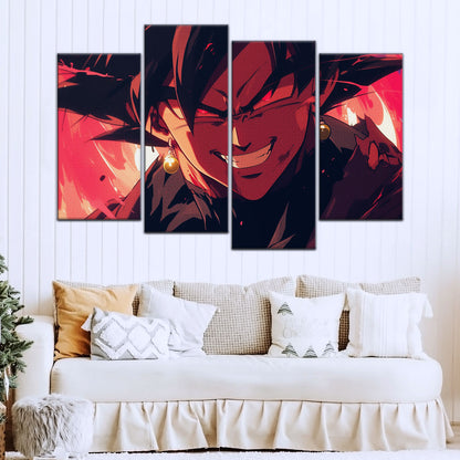Dragon Ball Super Black Goku Canvas Wall Art - 5 Piece Split Panel DBZ Anime Poster - Framed Ready to Hang Living Room Man Cave Decor - DR5013
