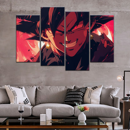 Dragon Ball Super Black Goku Canvas Wall Art - 5 Piece Split Panel DBZ Anime Poster - Framed Ready to Hang Living Room Man Cave Decor - DR5013
