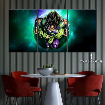 Dragon Ball Super Broly Unleashed Canvas Wall Art - 5 Piece Split Panel DBZ Anime Poster - Framed Ready to Hang Living Room Man Cave Decor - DR5015