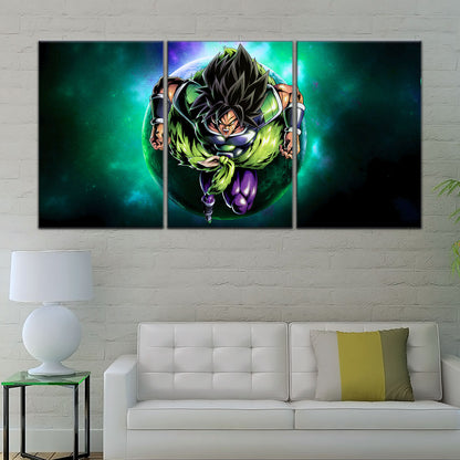 Dragon Ball Super Broly Unleashed Canvas Wall Art - 5 Piece Split Panel DBZ Anime Poster - Framed Ready to Hang Living Room Man Cave Decor - DR5015