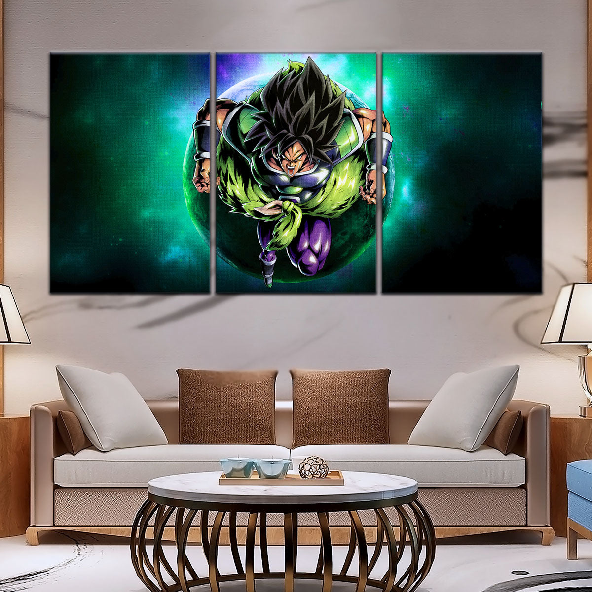 Dragon Ball Super Broly Unleashed Canvas Wall Art - 5 Piece Split Panel DBZ Anime Poster - Framed Ready to Hang Living Room Man Cave Decor - DR5015