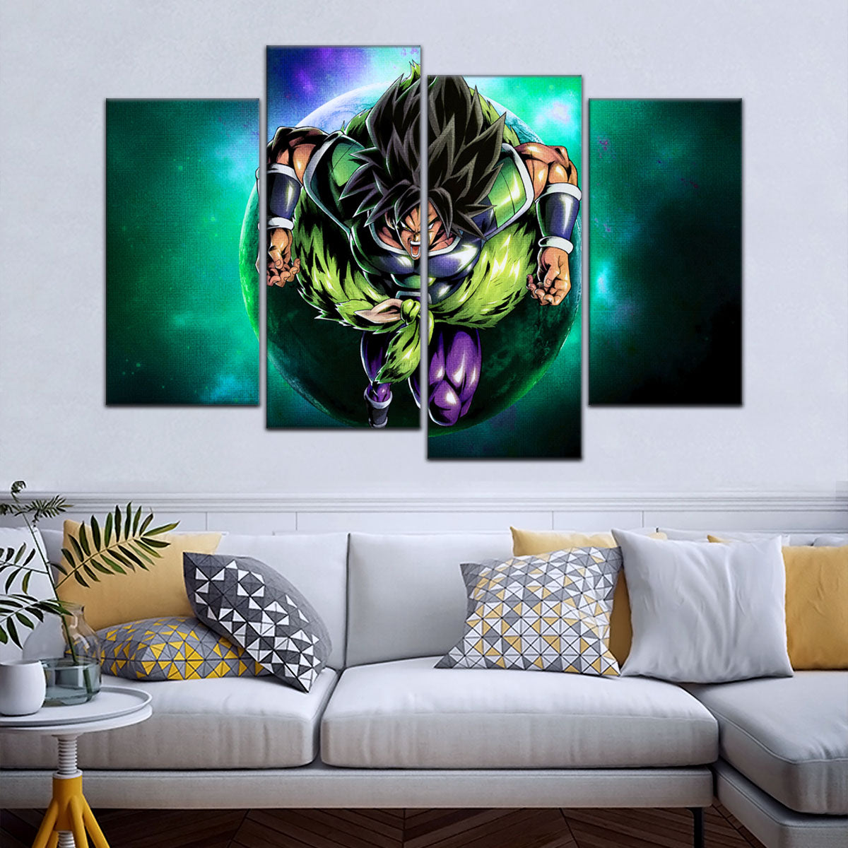 Dragon Ball Super Broly Unleashed Canvas Wall Art - 5 Piece Split Panel DBZ Anime Poster - Framed Ready to Hang Living Room Man Cave Decor - DR5015