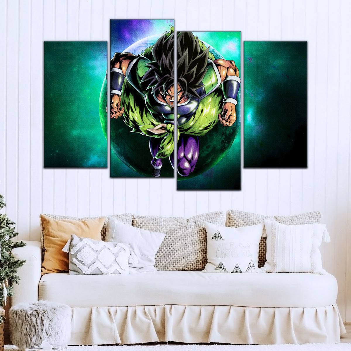 Dragon Ball Super Broly Unleashed Canvas Wall Art - 5 Piece Split Panel DBZ Anime Poster - Framed Ready to Hang Living Room Man Cave Decor - DR5015
